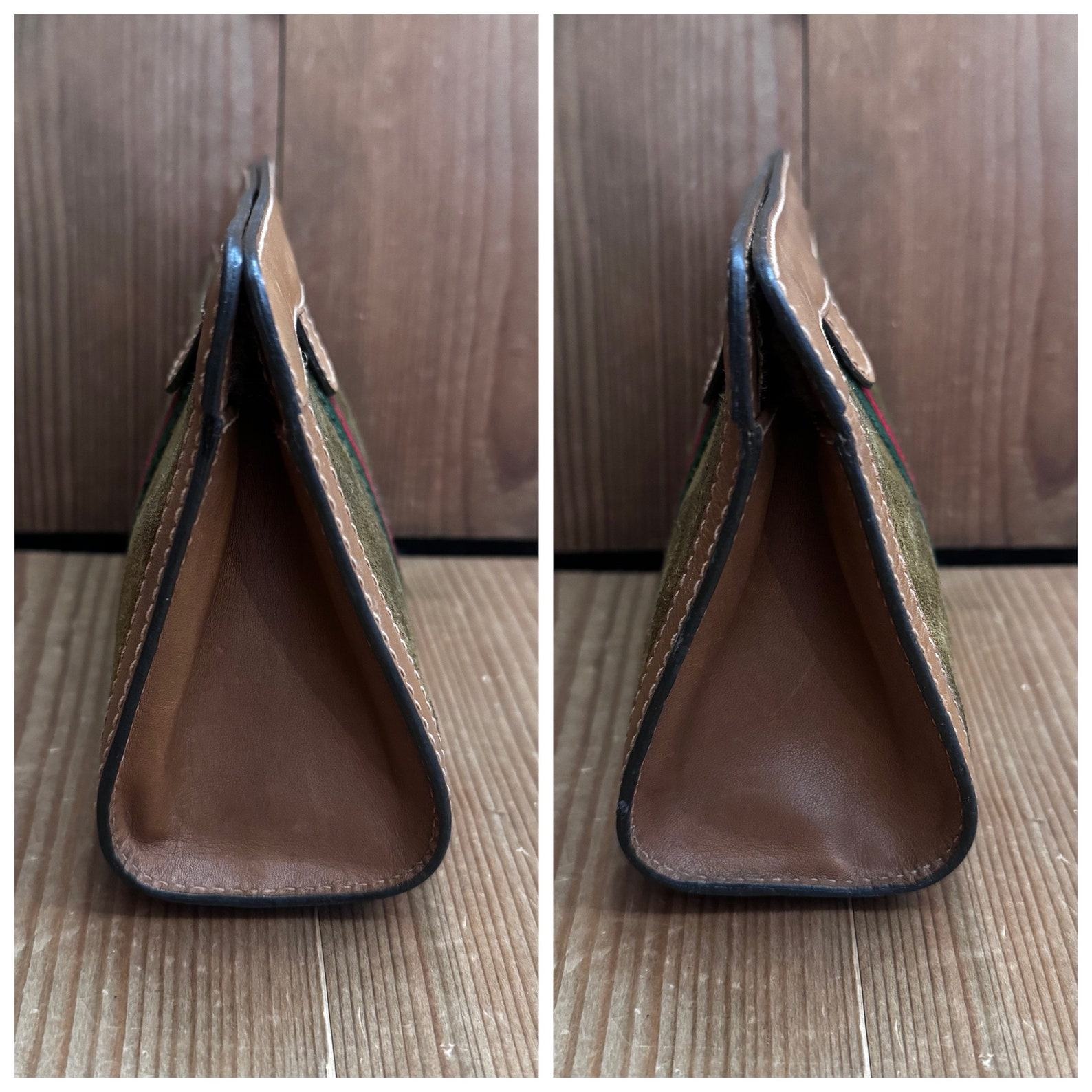 Vintage GUCCI Web Nubuck Leather Vanity Clutch Bag A Timeless Treasure