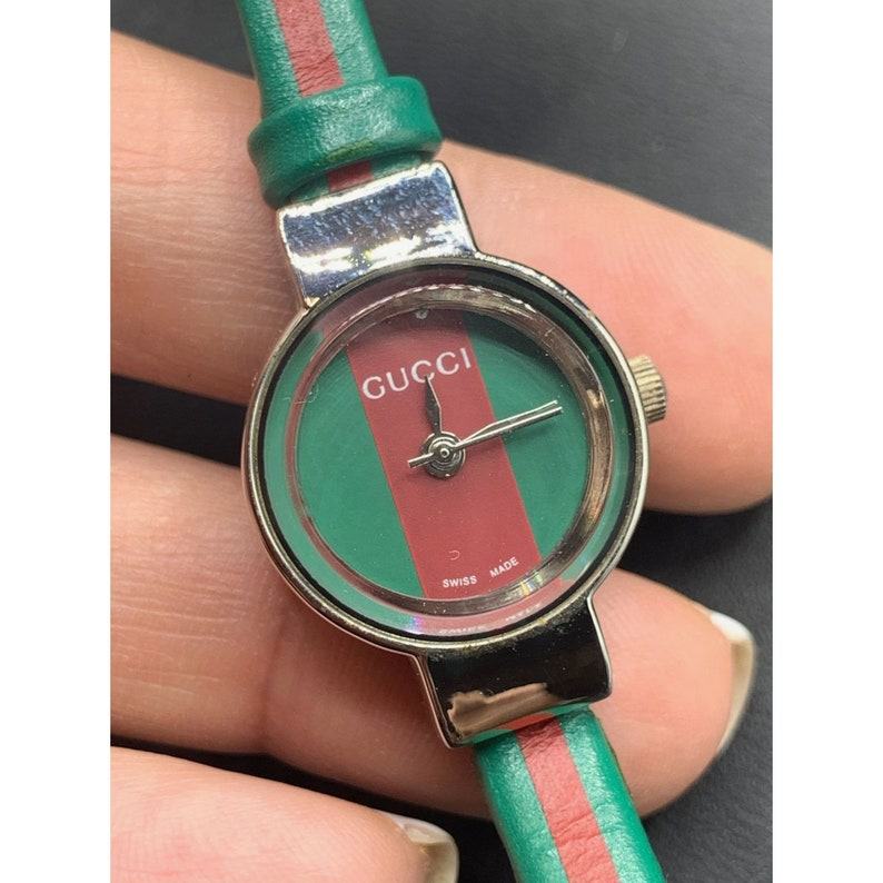 Vintage GUCCI Women’s Watch Iconic Red and Green Stripe, Fully Functional