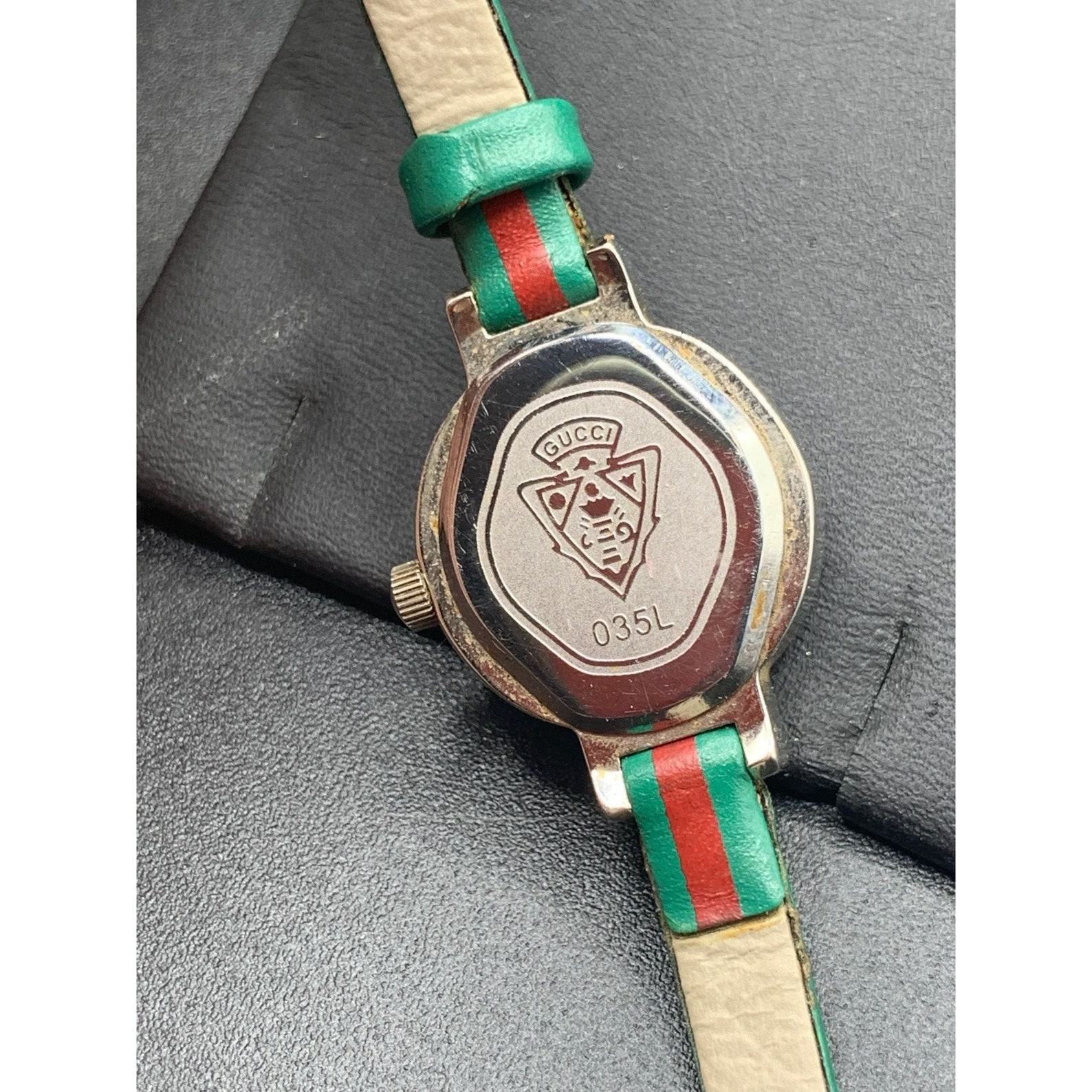 Vintage GUCCI Women’s Watch Iconic Red and Green Stripe, Fully Functional