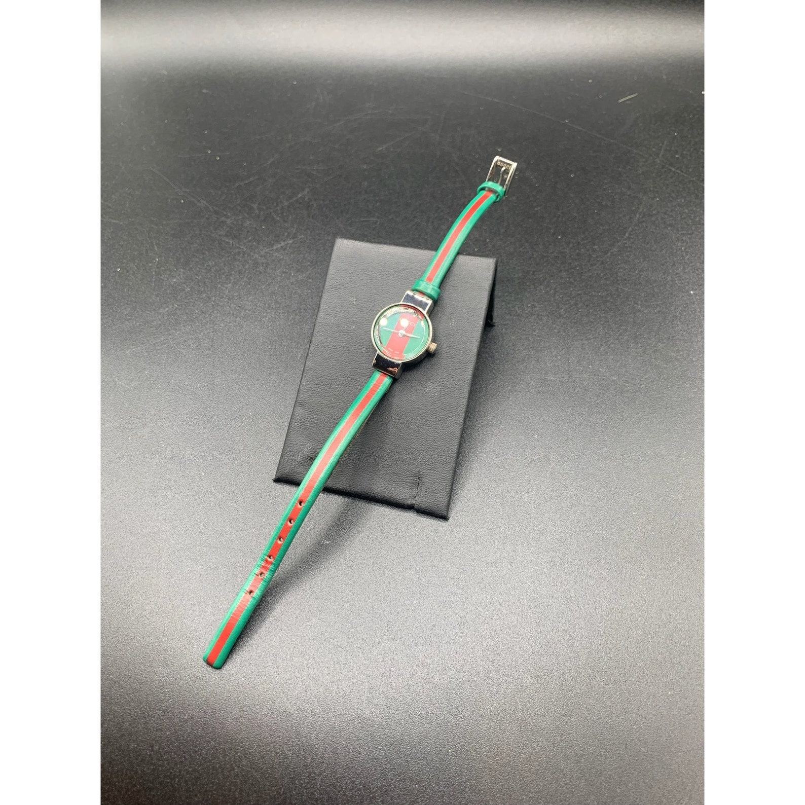 Vintage GUCCI Women’s Watch Iconic Red and Green Stripe, Fully Functional