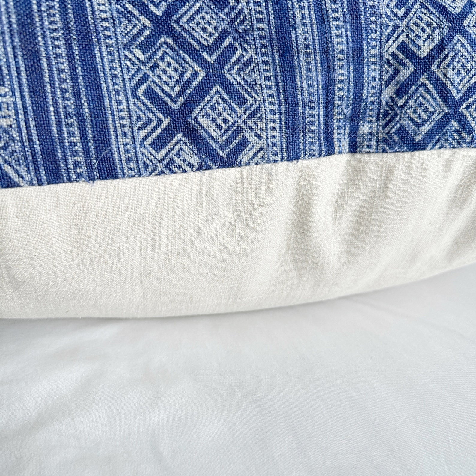 Vintage Indigo Hemp Pillow Cover Handcrafted Charm for Your Home