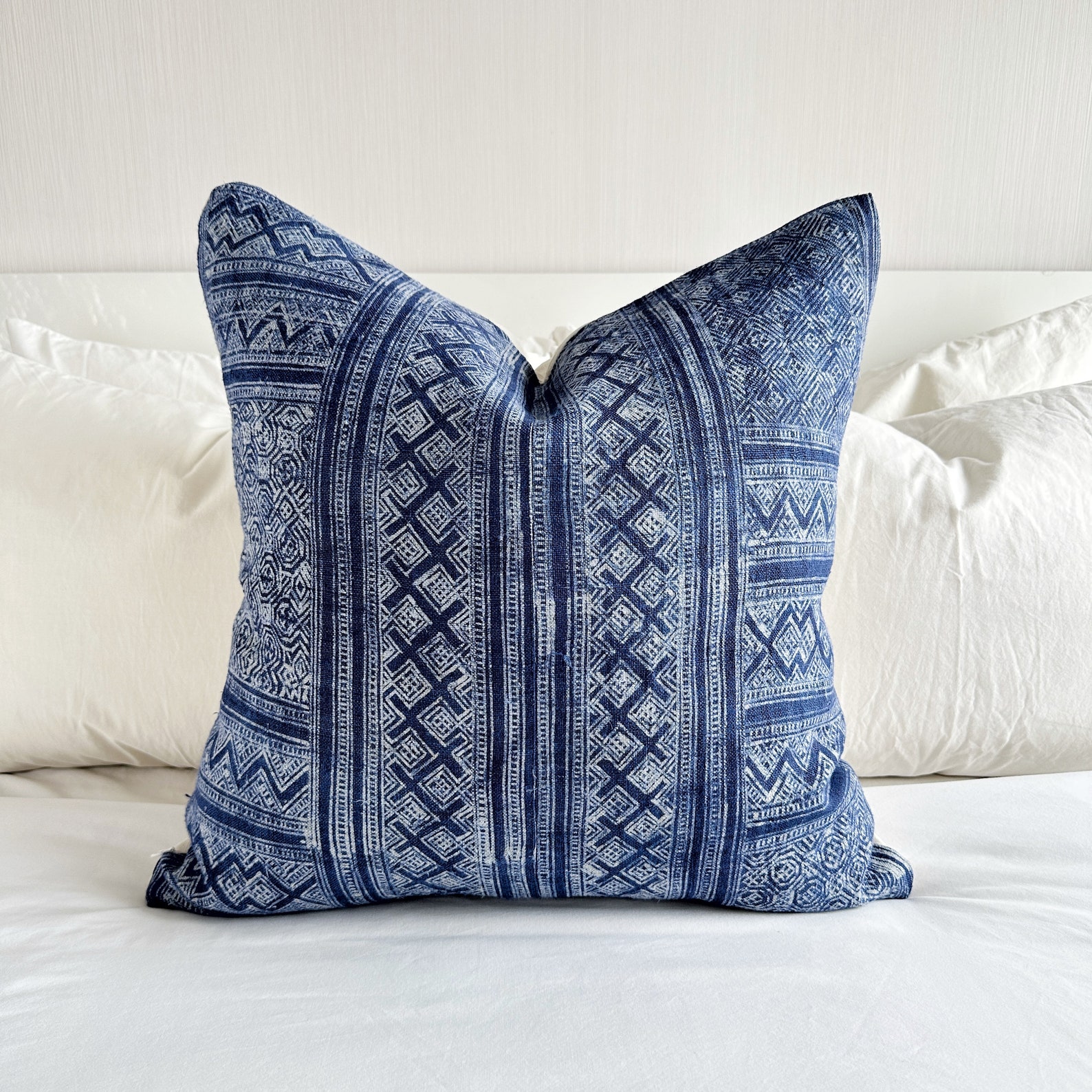 Vintage Indigo Hemp Pillow Cover Handcrafted Charm for Your Home