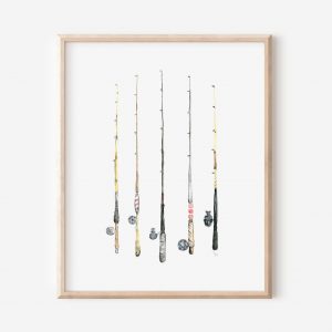 Vintage-Inspired Watercolor Fishing Rod Art Print Capture the Essence of Fly Fishing
