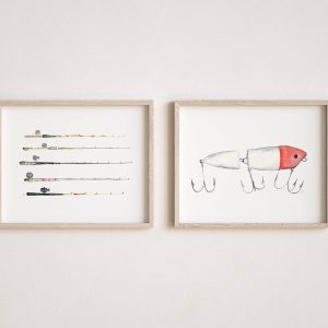 Vintage-Inspired Watercolor Fishing Rod Art Print Capture the Essence of Fly Fishing