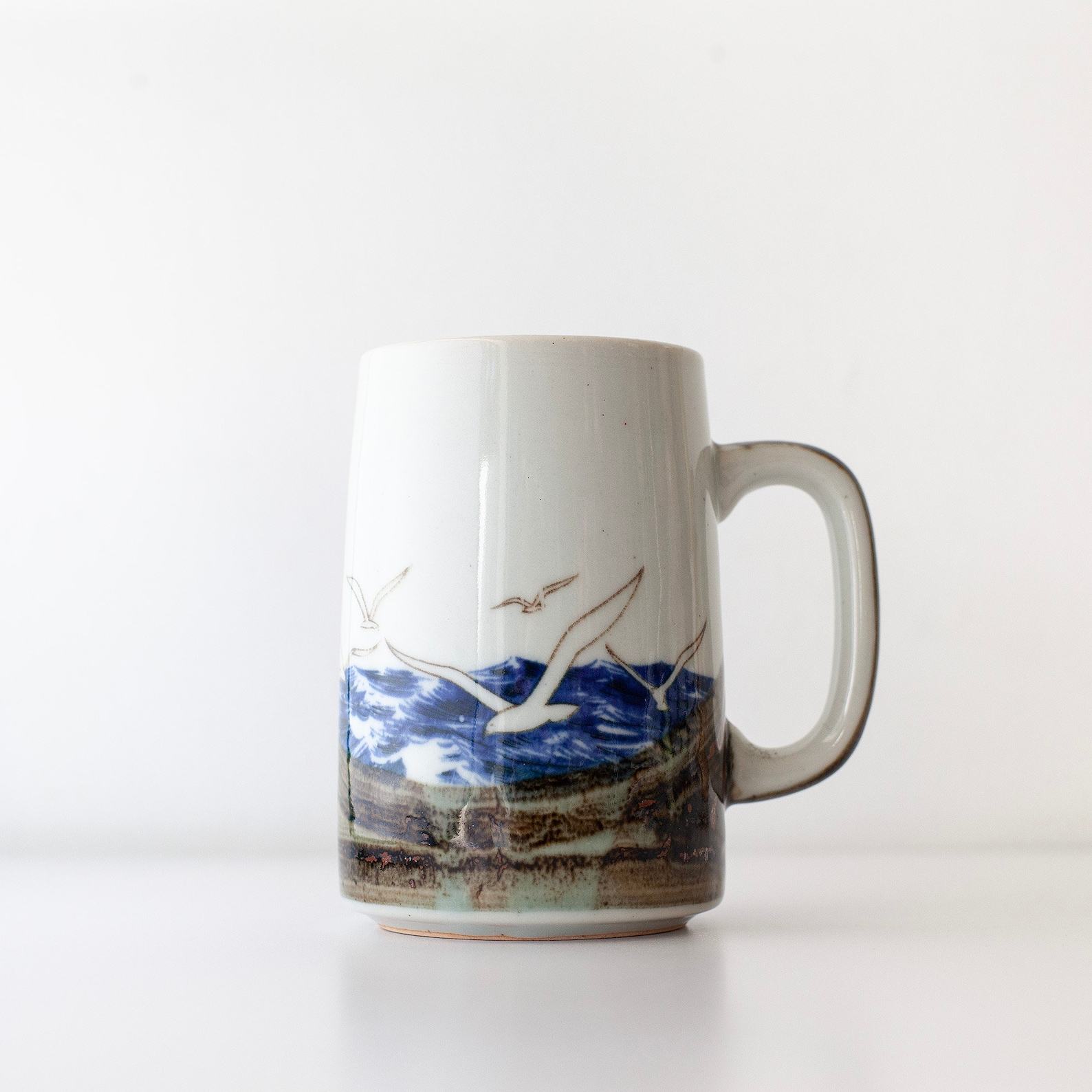 Vintage Otagiri Flock of Flying Seagulls Pottery Mug A Coastal Masterpiece for Your Morning Brew
