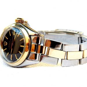 Vintage ROLEX Oyster Perpetual Lady 1980s Steel & 18K Gold Automatic Watch, Box & Papers