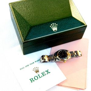 Vintage ROLEX Oyster Perpetual Lady 1980s Steel & 18K Gold Automatic Watch, Box & Papers
