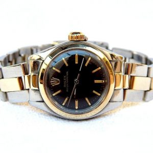 Vintage ROLEX Oyster Perpetual Lady 1980s Steel & 18K Gold Automatic Watch, Box & Papers