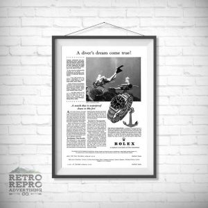 Vintage Rolex Submariner Dive into History with a Classic Ad Print