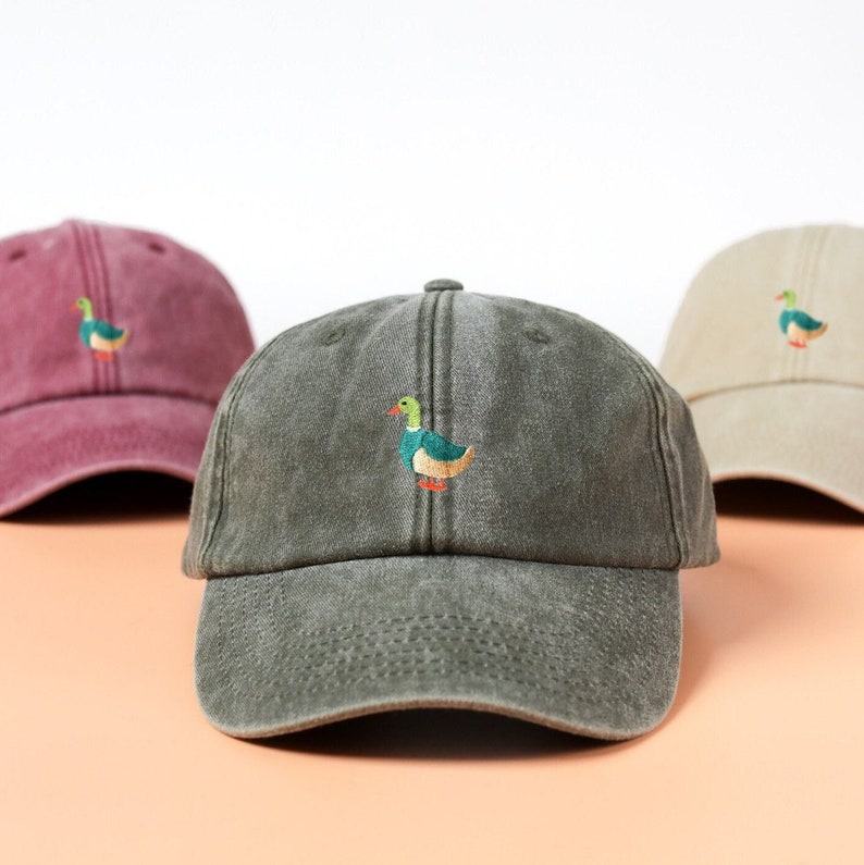 Vintage Washed Out Duck Embroidered Snapback Dad Hat