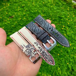 Vintage White Lizard Leather Watch Band for Panerai, Omega, Breitling, IWC, Grand Seiko, Rolex Watch KT29