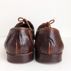 Vintage Woven Derby Shoes Italian Brown Leather Oxford Lace-Ups for Men (Size 8)