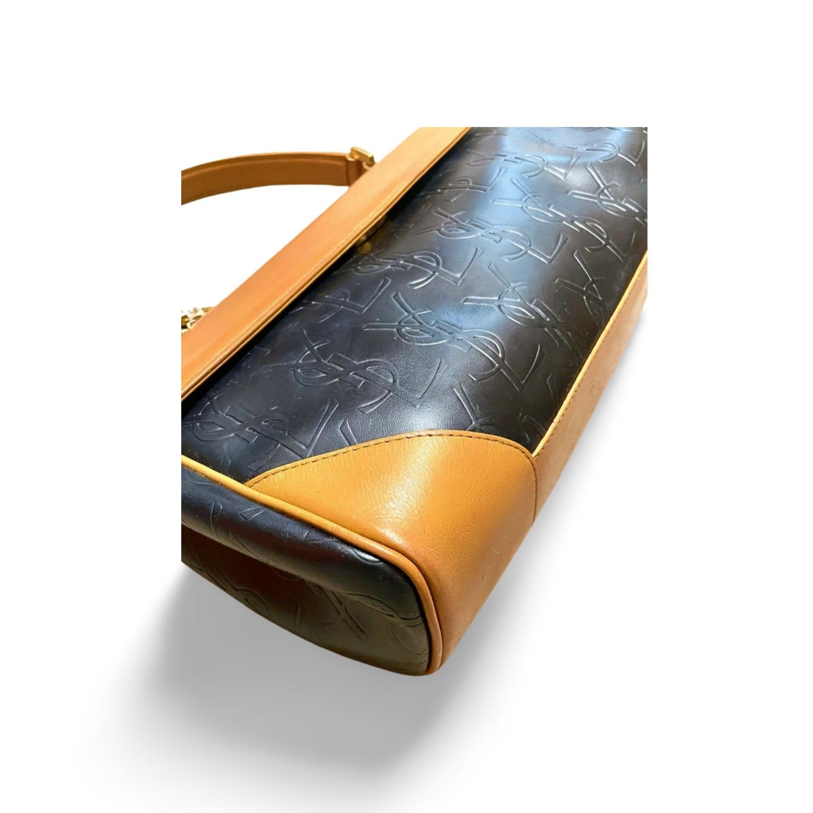 Vintage Yves Saint Laurent Embossed Leather Handbag A Timeless Classic for Daily Use