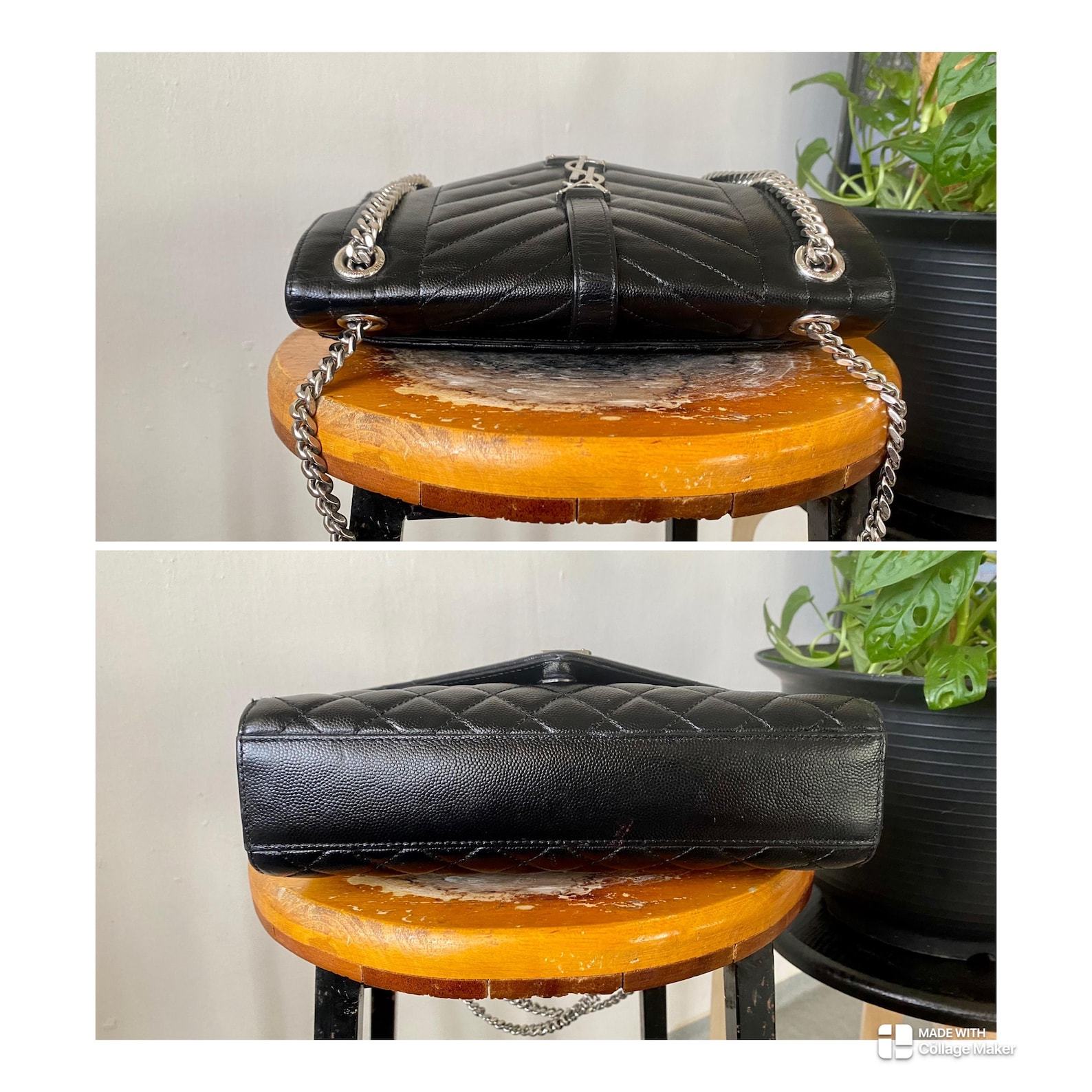 Vintage Yves Saint Laurent Envelope Crossbody Bag Timeless Elegance in Black Leather