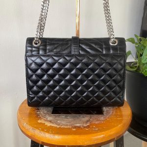 Vintage Yves Saint Laurent Envelope Crossbody Bag Timeless Elegance in Black Leather