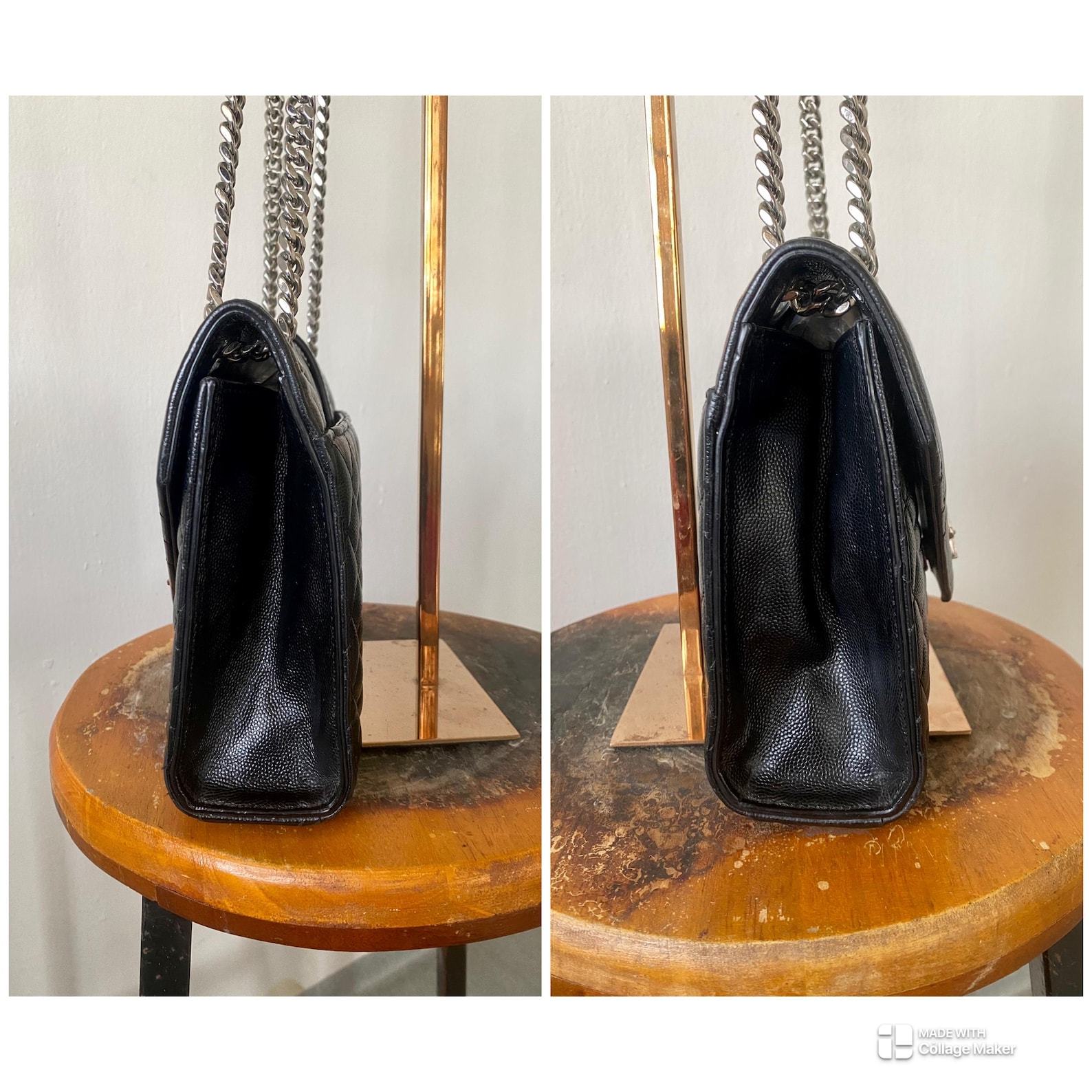 Vintage Yves Saint Laurent Envelope Crossbody Bag Timeless Elegance in Black Leather