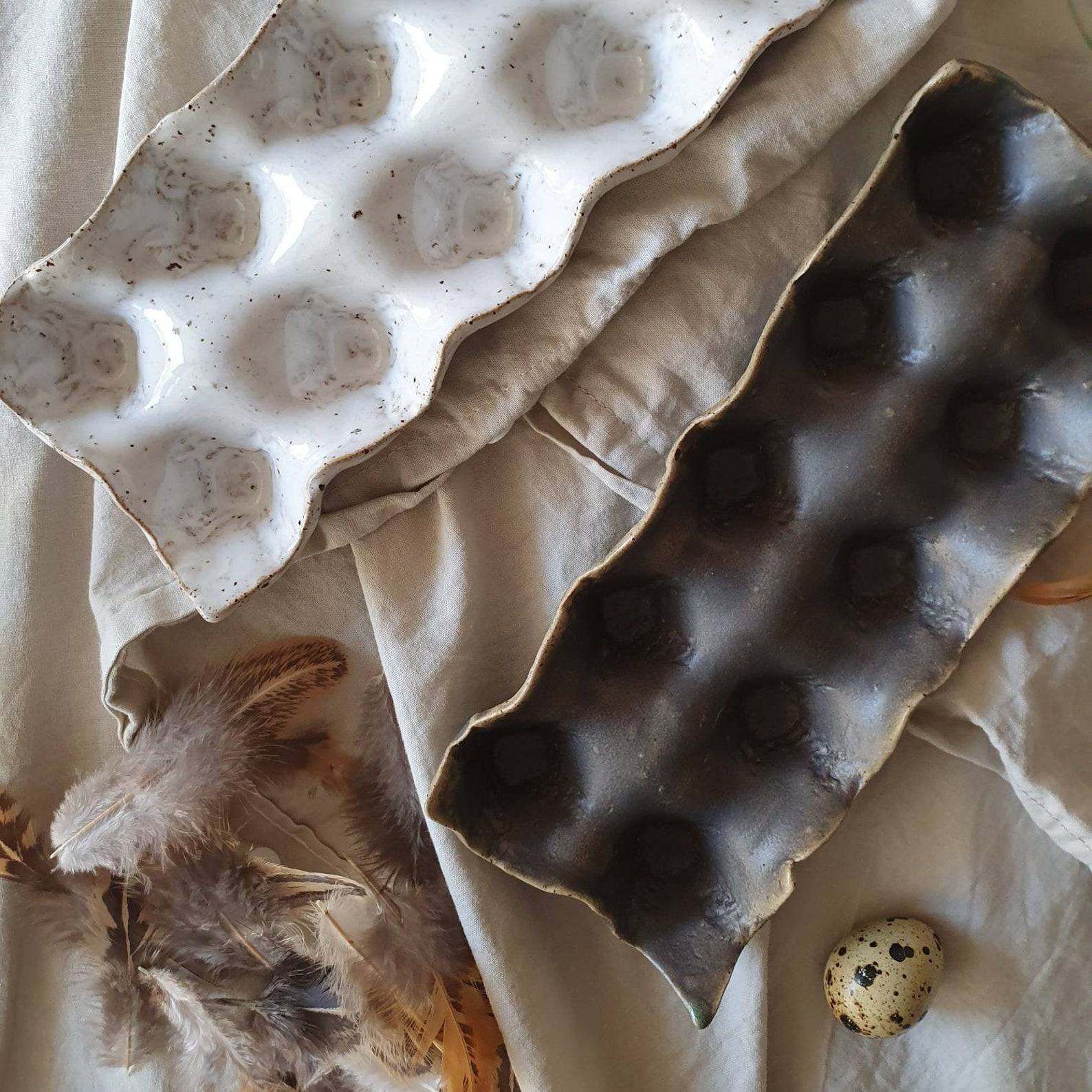 Wabi-Sabi Ceramic Egg Tray A Symphony of Textures and Hues