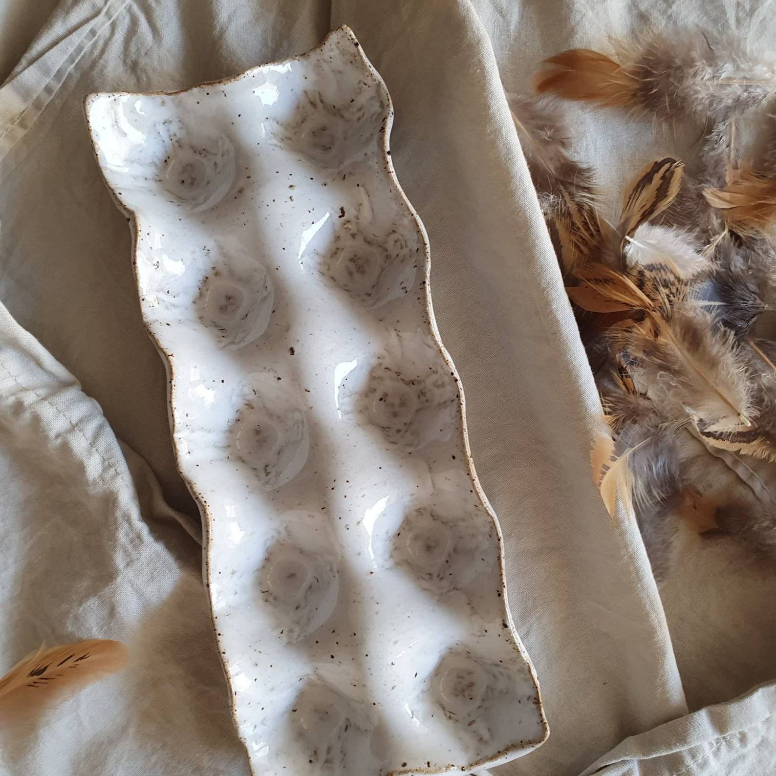 Wabi-Sabi Ceramic Egg Tray A Symphony of Textures and Hues
