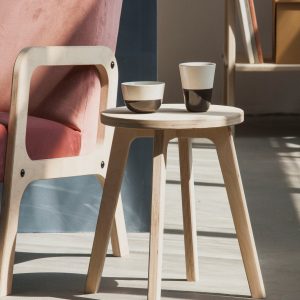 Walnut Wood Stool Versatile Scandinavian Side Table, Plant Stand, and Mid-Century Home Decor