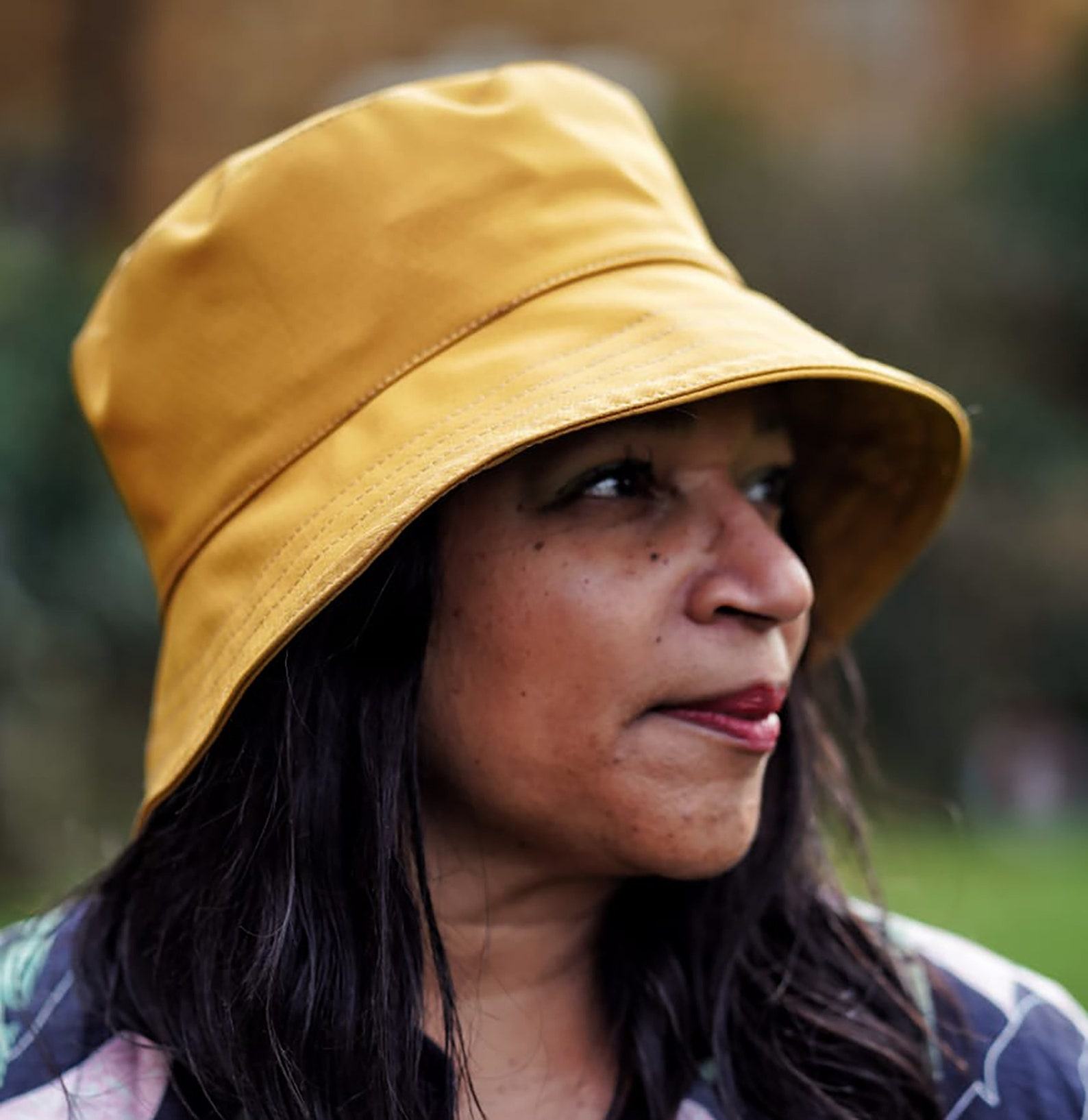 Waterproof Mustard Yellow Bucket Hat Packable, Lightweight Rain Hat for Women - Image 2