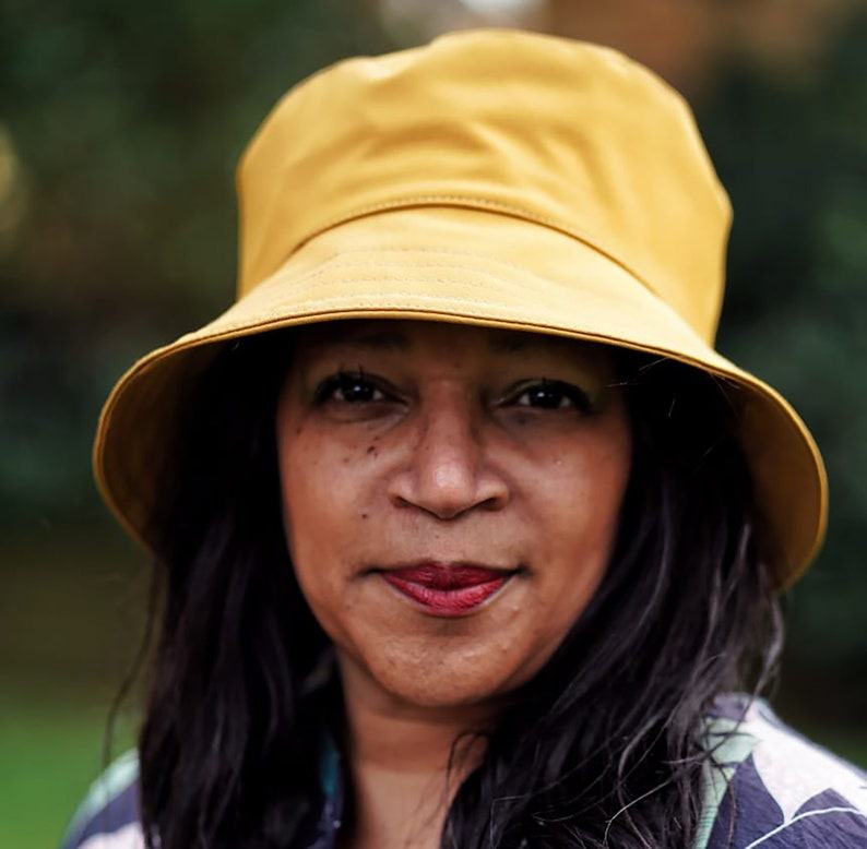 Waterproof Mustard Yellow Bucket Hat Packable, Lightweight Rain Hat for Women