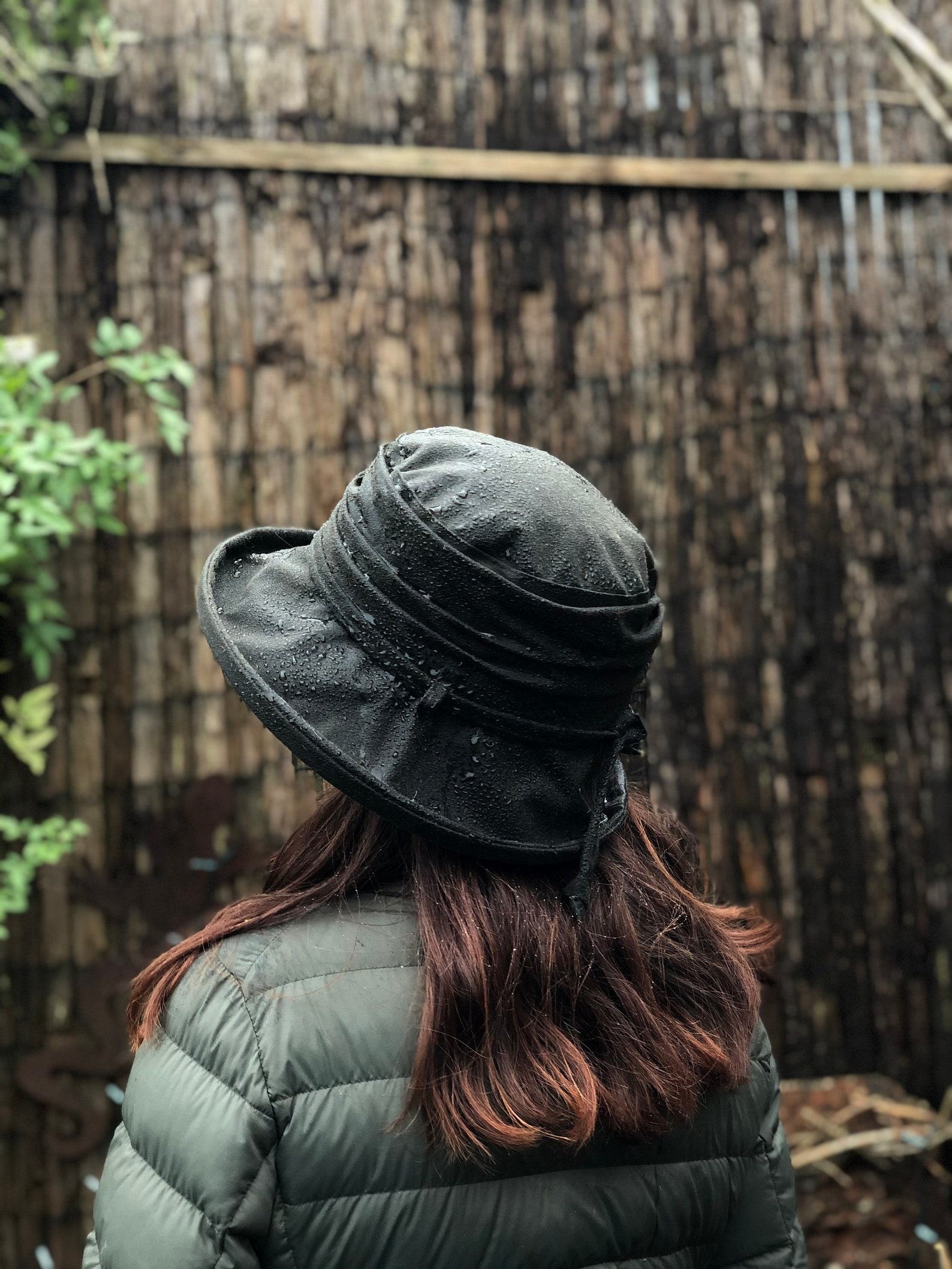 Waterproof Wonder Dark Olive British Waxed Cotton Rain Hat for Women - Image 5