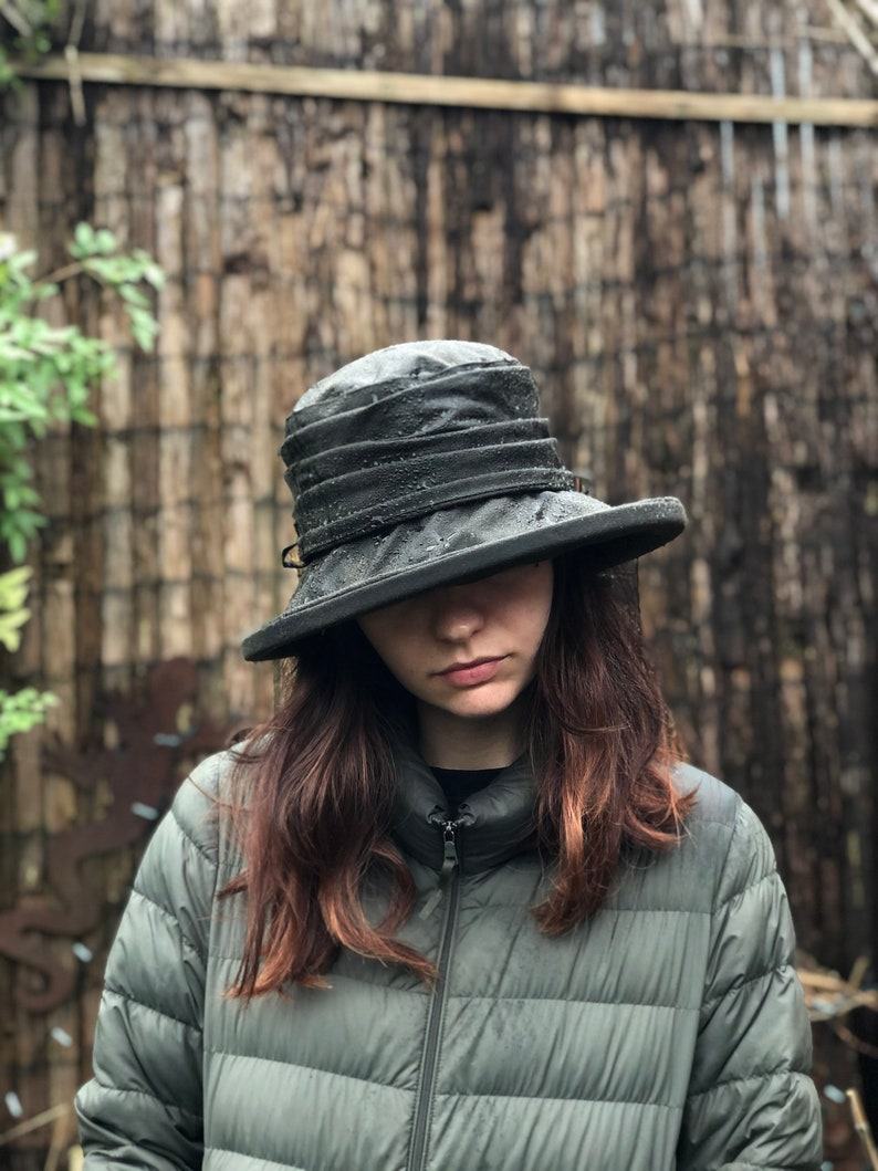 Waterproof Wonder Dark Olive British Waxed Cotton Rain Hat for Women