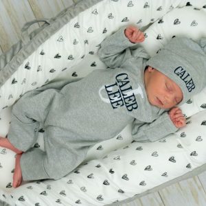 Welcome Home, Little Prince Monogrammed Footie for Newborn Photos and Baby Showers