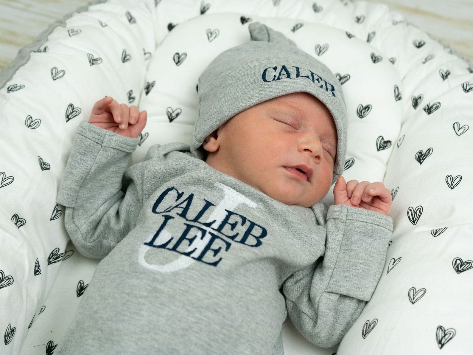 Welcome Home, Little Prince Monogrammed Footie for Newborn Photos and Baby Showers - Image 5