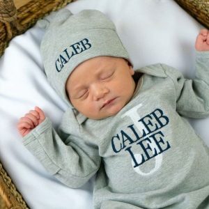 Welcome Home, Little Prince Monogrammed Footie for Newborn Photos and Baby Showers