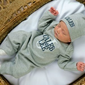 Welcome Home, Little Prince Monogrammed Footie for Newborn Photos and Baby Showers