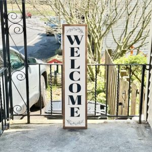 Welcome Home with Style Vertical Welcome Sign for a Warm and Inviting Porch