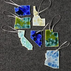 West Coast Wonder Ceramic State Ornaments of Washington, Oregon, California, Idaho, Nevada, Utah, Arizona