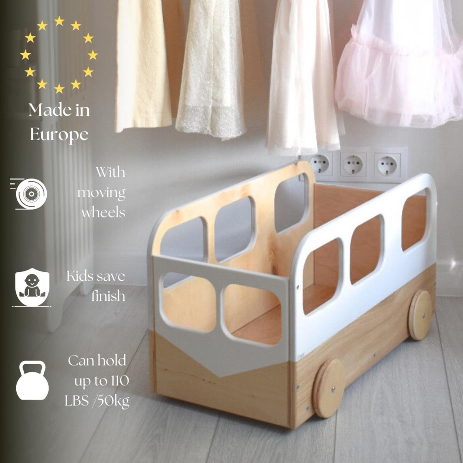 Whimsical Wooden Toy Bus The Ultimate Storage Solution for Little Explorers