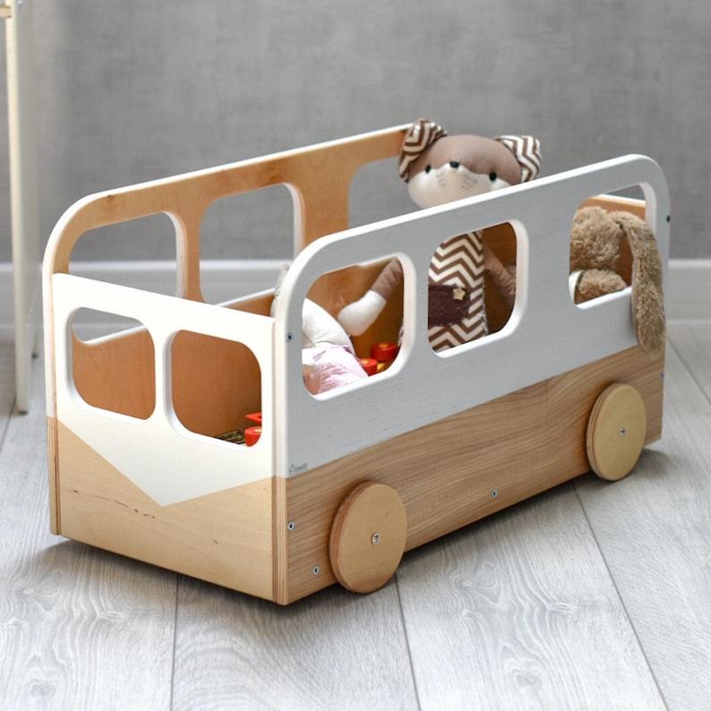 Whimsical Wooden Toy Bus The Ultimate Storage Solution for Little Explorers