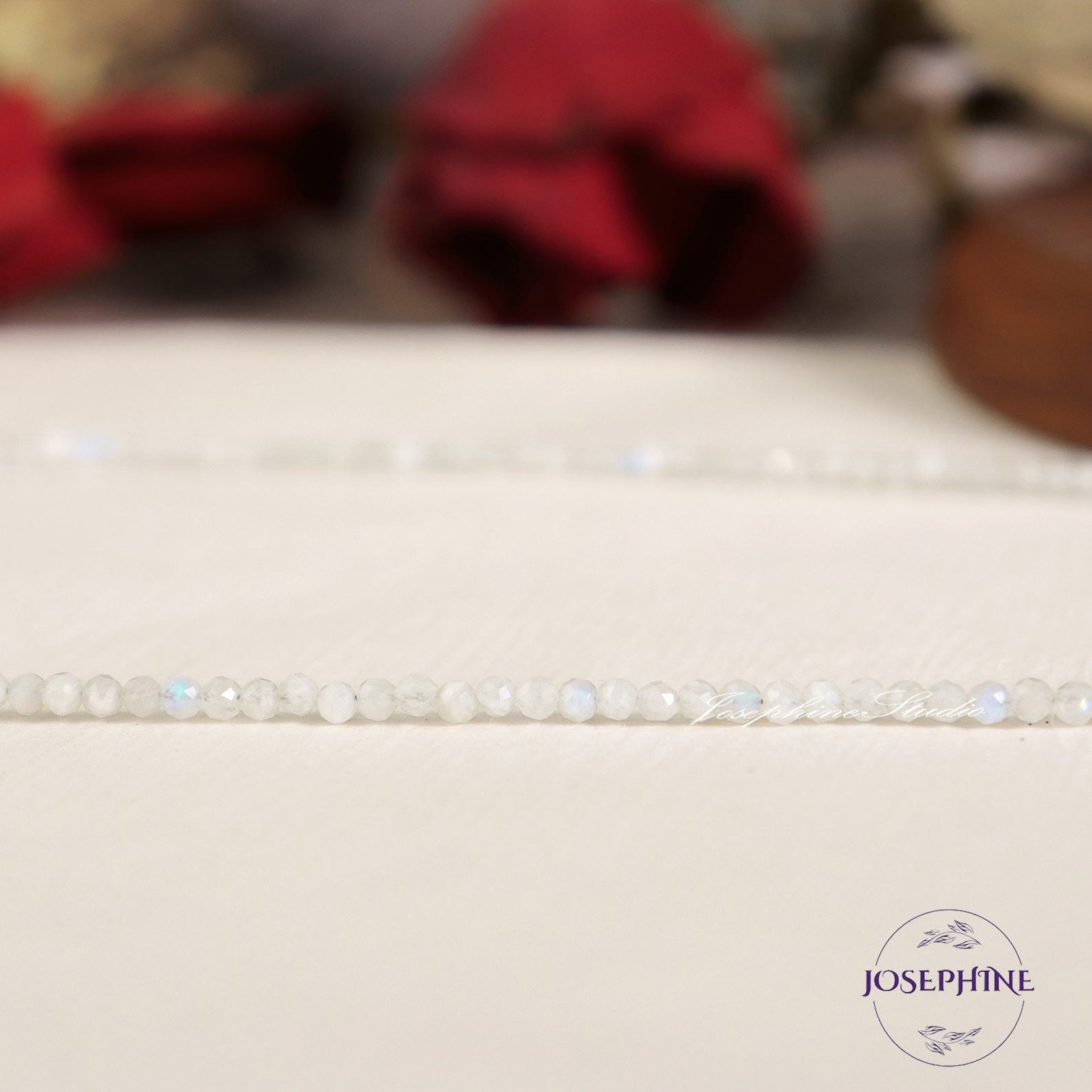 White Moonstone Beaded Choker Minimalist, Dainty, and Healing