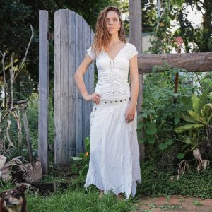 White Summer Top Braided Boho Blouse for Beach, Festivals, and Hippie Style