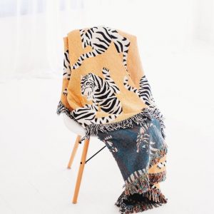 White Tiger Tapestry Majestic Animal Throw Blanket for Home Decor and Warmth