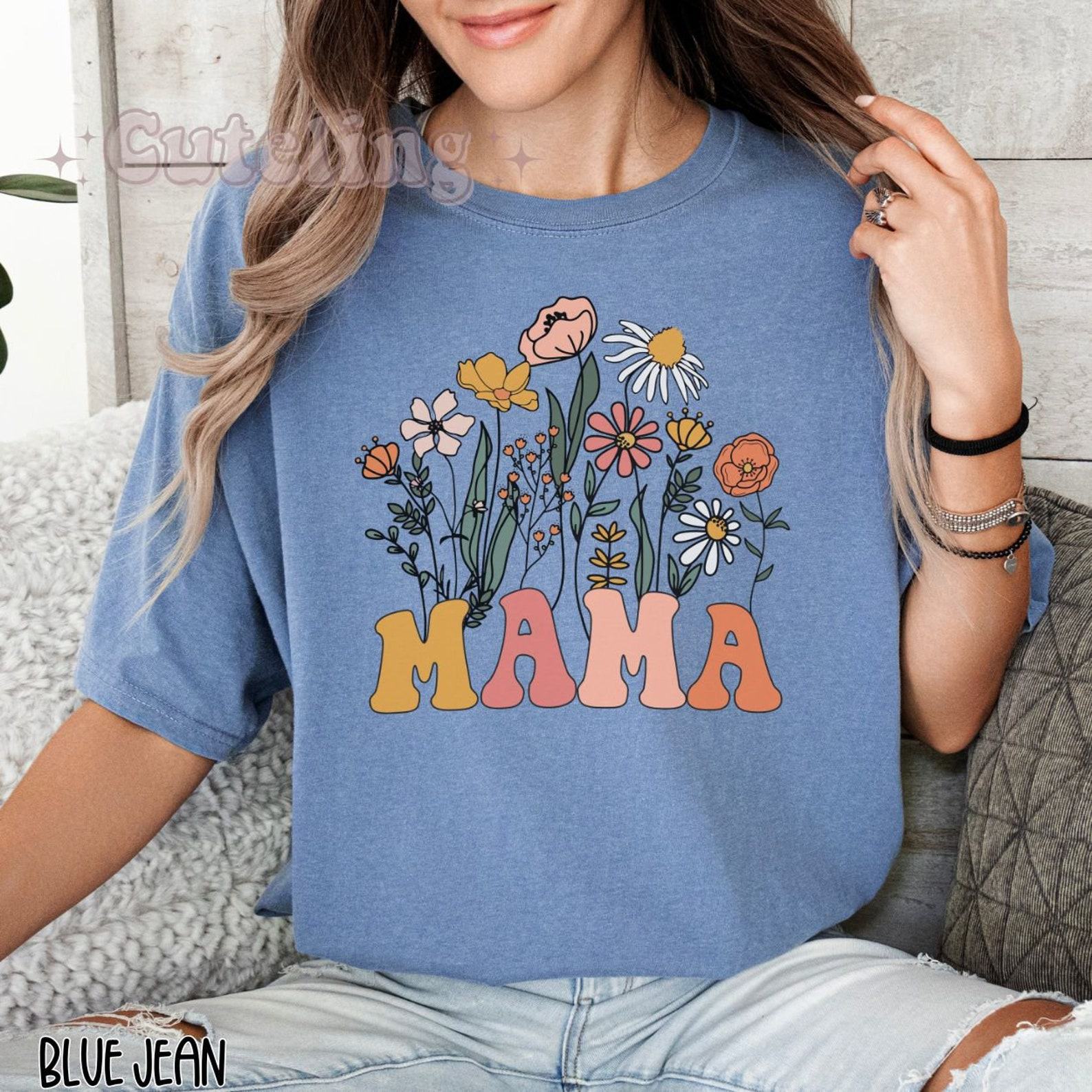 Wildflower Mama Comfort Colors Retro Mom T-Shirt, Interesting  Mother’s Day Item