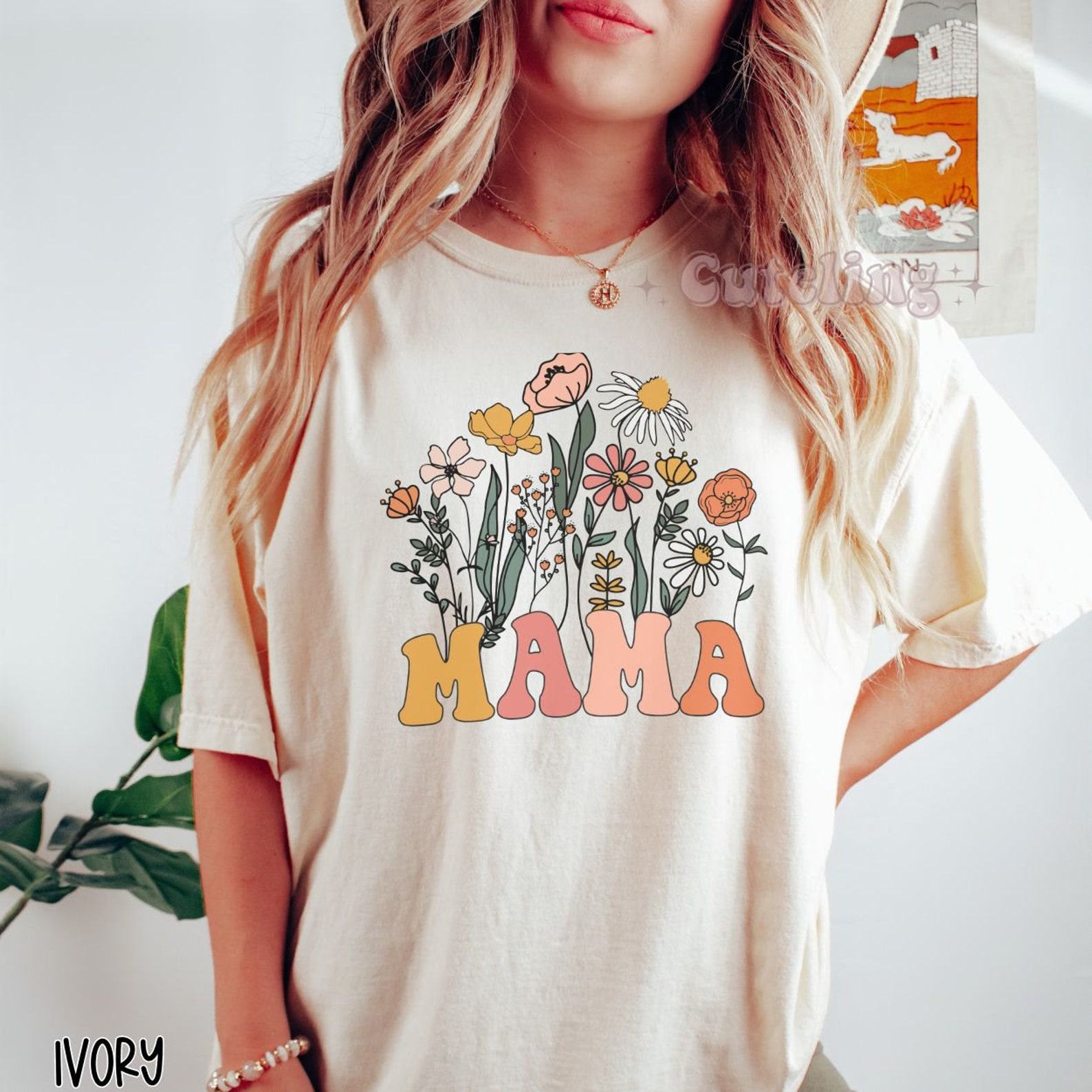 Wildflower Mama Comfort Colors Retro Mom T-Shirt, Interesting  Mother’s Day Item