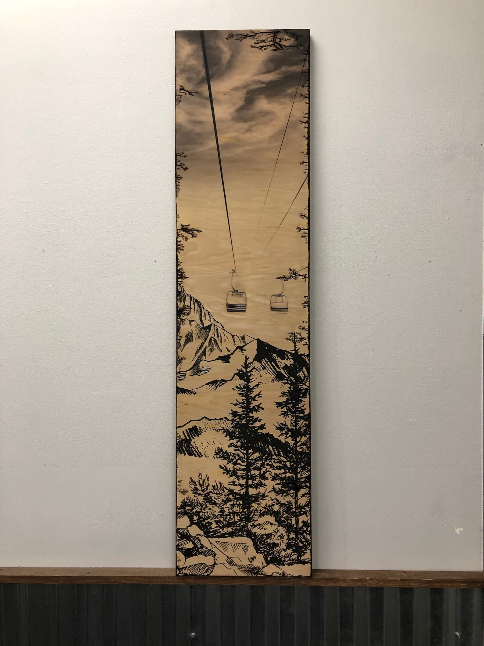 Winter Chairlift Artwork Capture the Thrill of the Slopes with Our Wood Art - Image 4