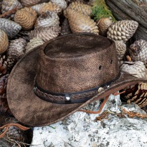 Wombat Foldable Leather Hat The Wilds Full Grain Leather Unisex Cowboy Hat for Trekking and the Australian Bush