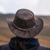 Wombat Foldable Leather Hat The Wilds Full Grain Leather Unisex Cowboy Hat for Trekking and the Australian Bush