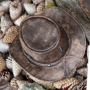 Wombat Foldable Leather Hat The Wilds Full Grain Leather Unisex Cowboy Hat for Trekking and the Australian Bush