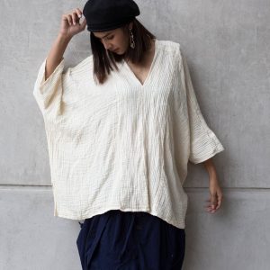 Women’s V-Neck Kaftan Breezy Summer Style in Natural Cotton