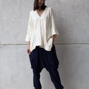 Women’s V-Neck Kaftan Breezy Summer Style in Natural Cotton