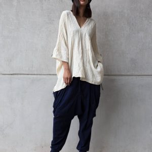 Women’s V-Neck Kaftan Breezy Summer Style in Natural Cotton