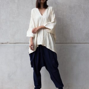 Women’s V-Neck Kaftan Breezy Summer Style in Natural Cotton