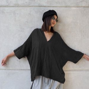 Women’s V-Neck Kaftan Effortless Summer Style with Natural Cotton Comfort