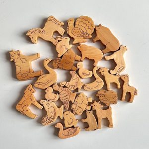 Wooden Farm Animal Toy Set 25 Domestic Animals and Birds for Imaginative Play